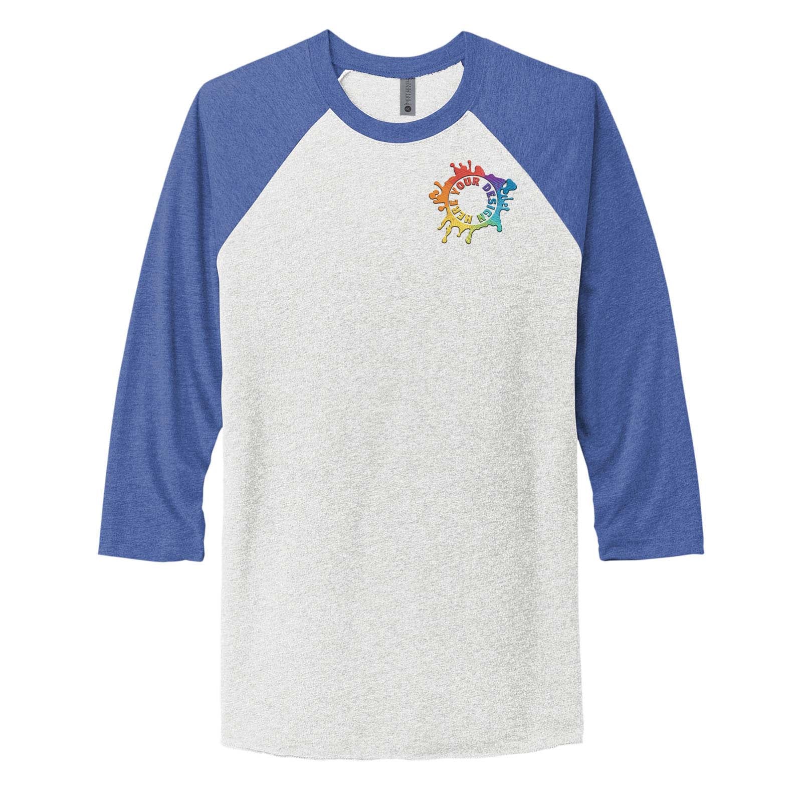 Next Level Unisex Tri Blend 3/4 Sleeve Raglan Tee Embroidery - Mato & Hash