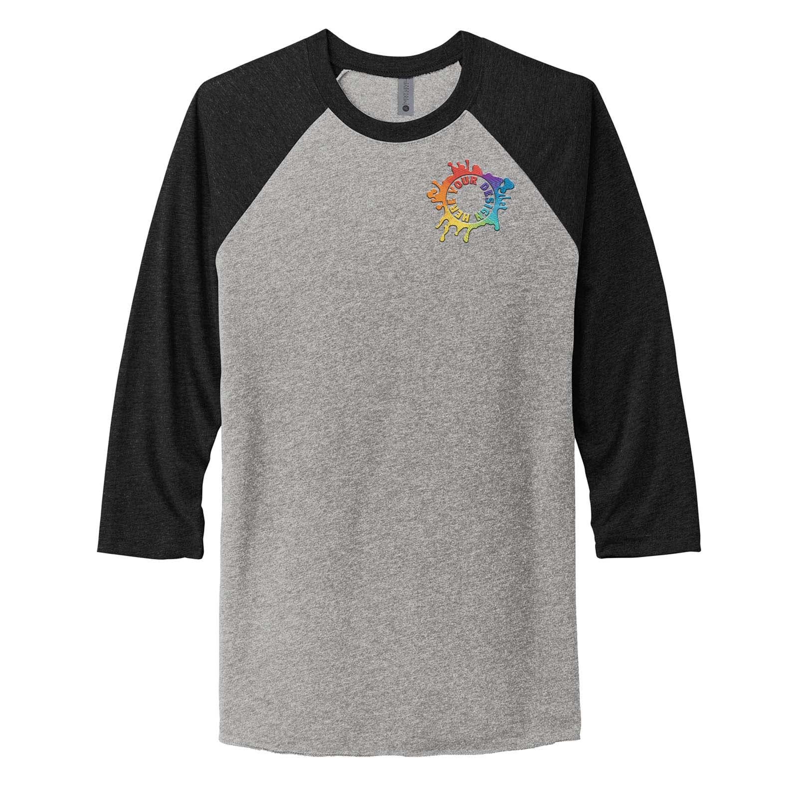 Next Level Unisex Tri Blend 3/4 Sleeve Raglan Tee Embroidery - Mato & Hash