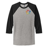 Next Level Unisex Tri Blend 3/4 Sleeve Raglan Tee Embroidery - Mato & Hash