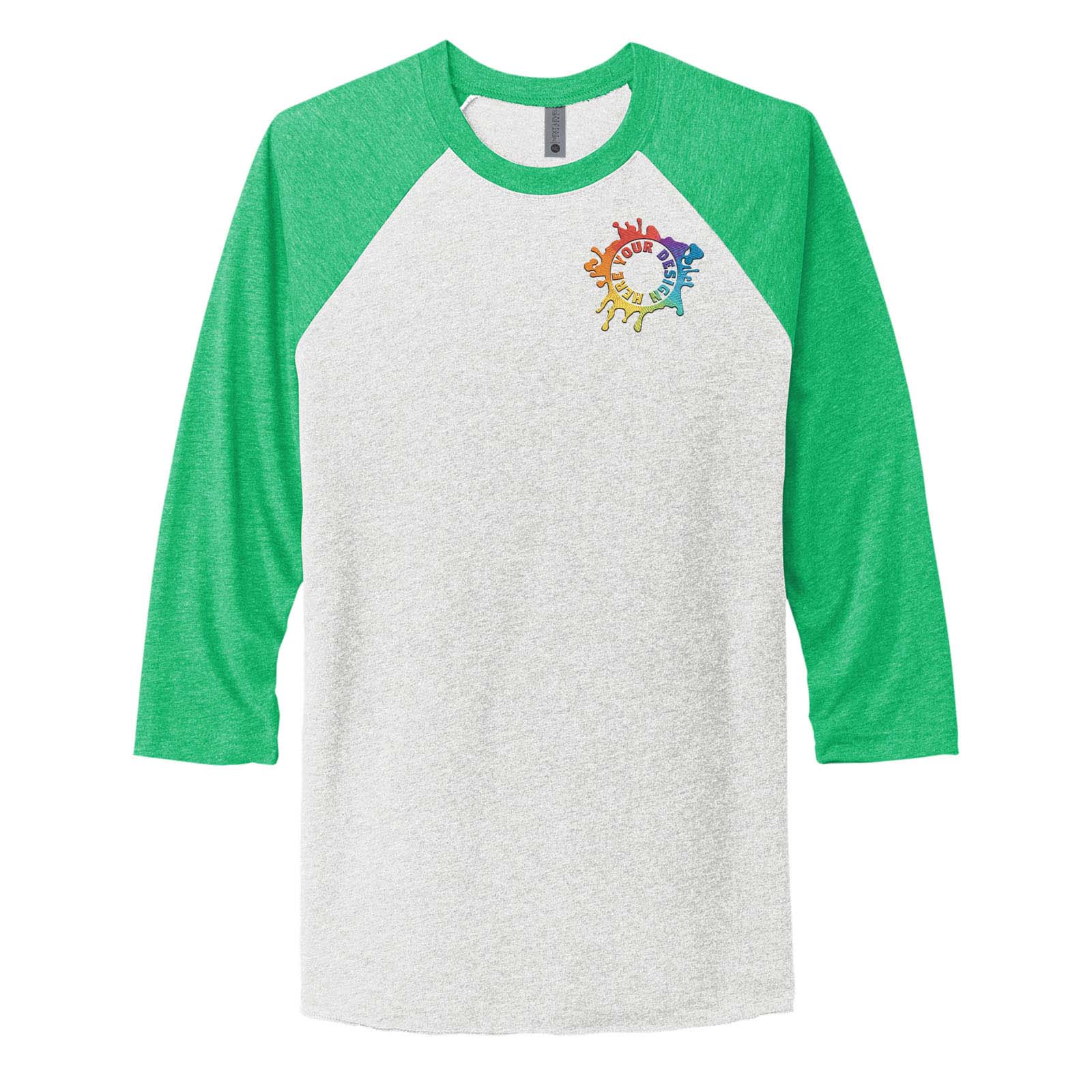 Next Level Unisex Tri Blend 3/4 Sleeve Raglan Tee Embroidery - Mato & Hash