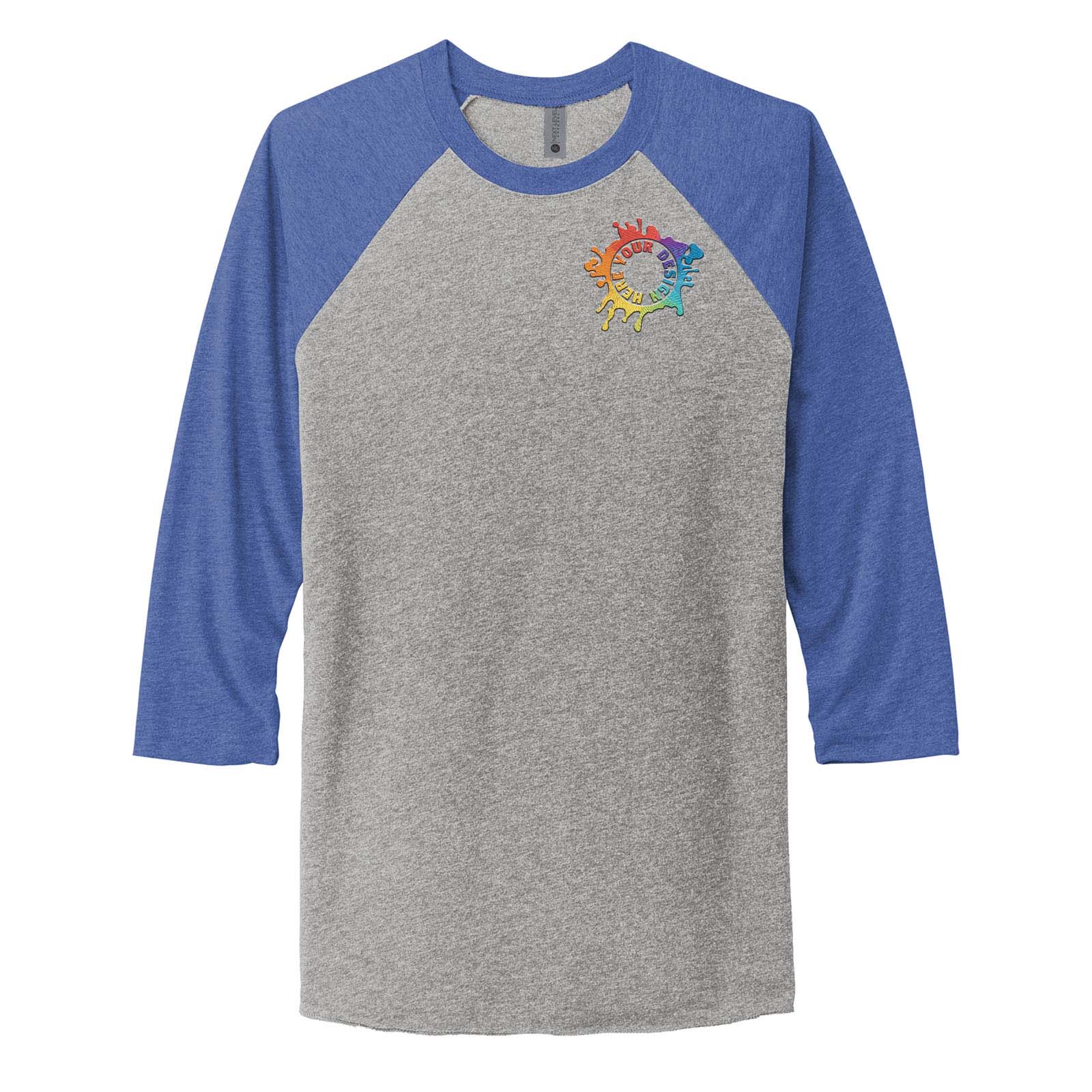Next Level Unisex Tri Blend 3/4 Sleeve Raglan Tee Embroidery - Mato & Hash