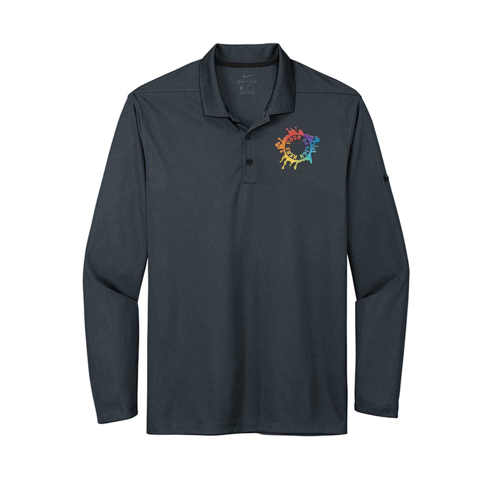 Nike Men's Dri-Fit Micro Piqué 2.0 100% Polyester Long Sleeve Polo T-Shirt Embroidery - Mato & Hash