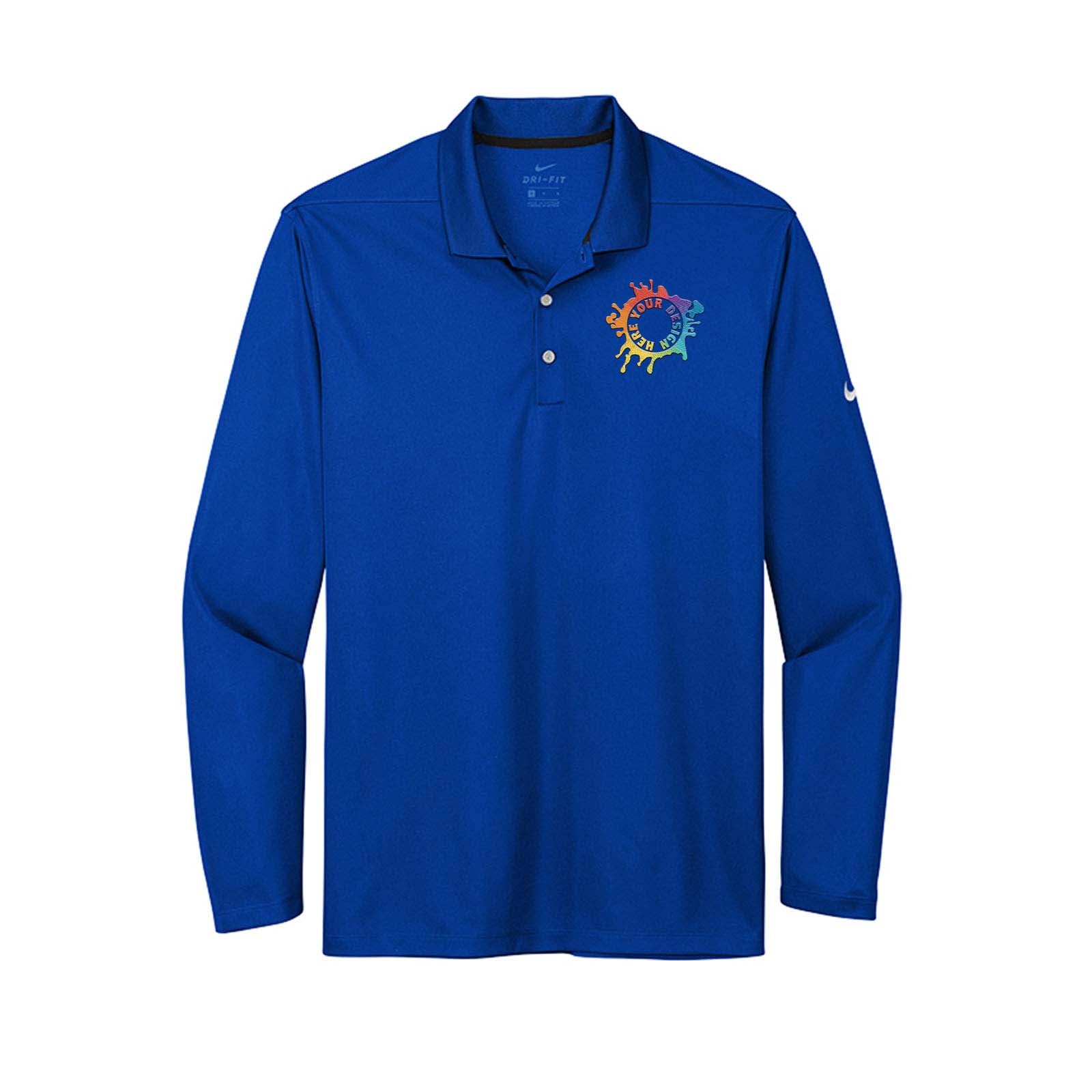 Nike Men's Dri-Fit Micro Piqué 2.0 100% Polyester Long Sleeve Polo T-Shirt Embroidery - Mato & Hash