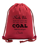 Official North Pole Coal From Santa Cotton Drawstring Bag