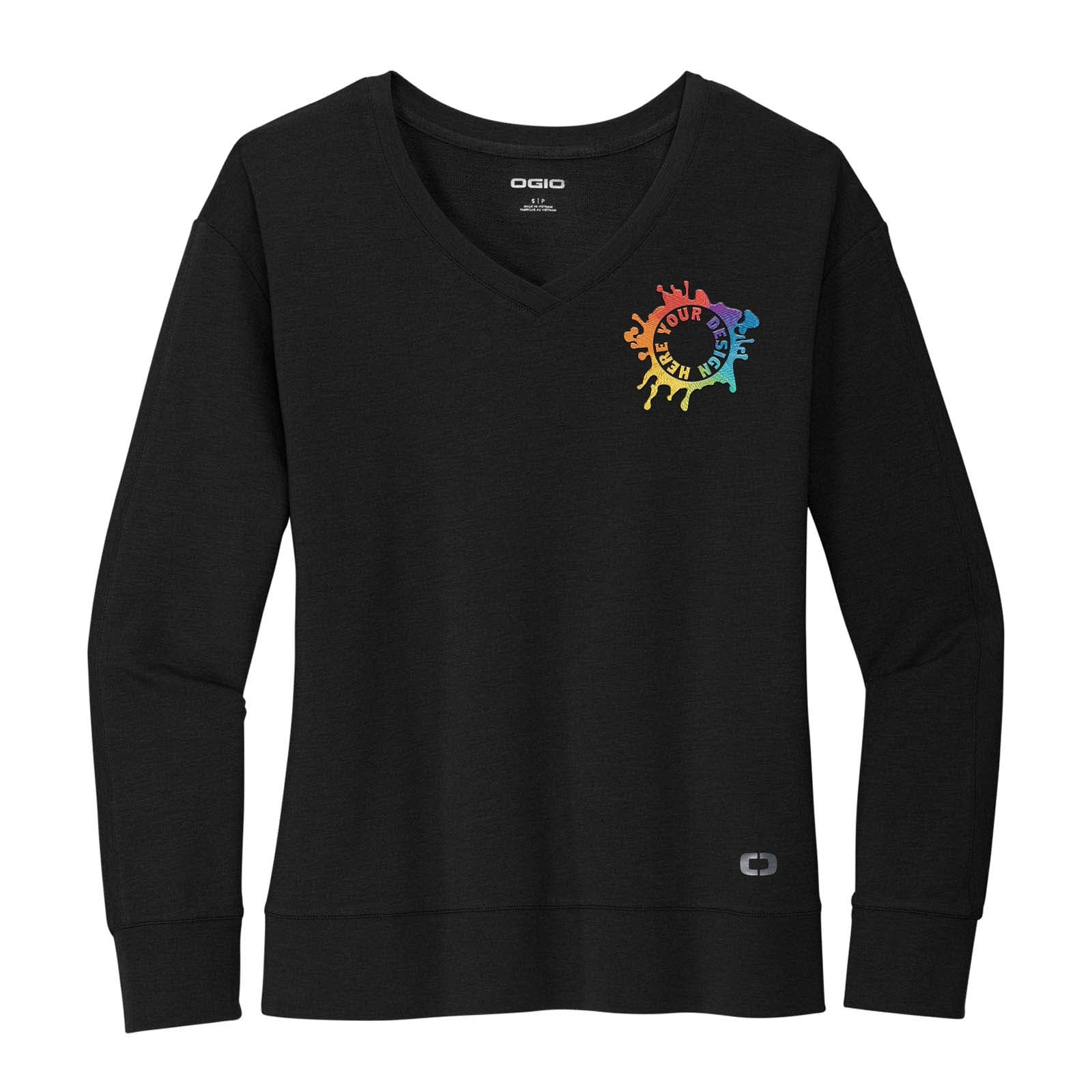 OGIO® Ladies Luuma Flex Long Sleeve V-Neck Custom Embroidery - Mato & Hash