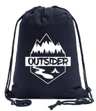 Outsider - Mountains, River and Tent Cotton Drawstring Bag