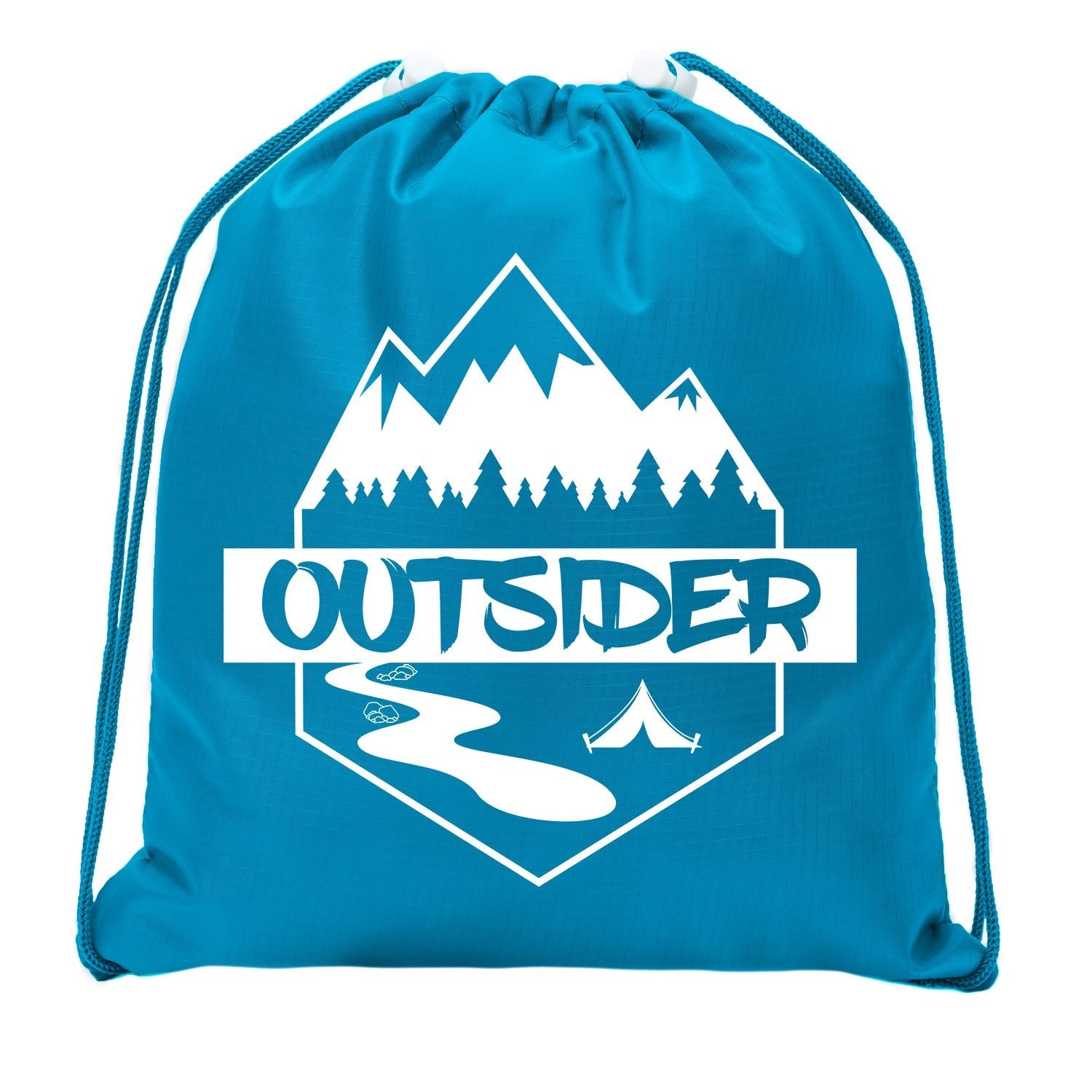 Outsider - Mountains, River and Tent Mini Polyester Drawstring Bag - Mato & Hash
