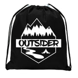 Outsider - Mountains, River and Tent Mini Polyester Drawstring Bag