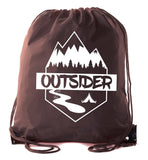 Outsider - Mountains, River and Tent Polyester Drawstring Bag