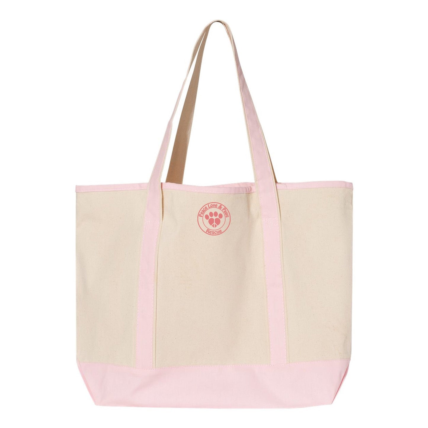 Peace Love and Paws Rescue My Pet is My Valentine Q-Tees 34.6L Large Canvas Deluxe Tote - Mato & Hash