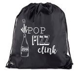 Pop Fizz Clink Champagne Bottle & Custom New Year Polyester Drawstring Bag