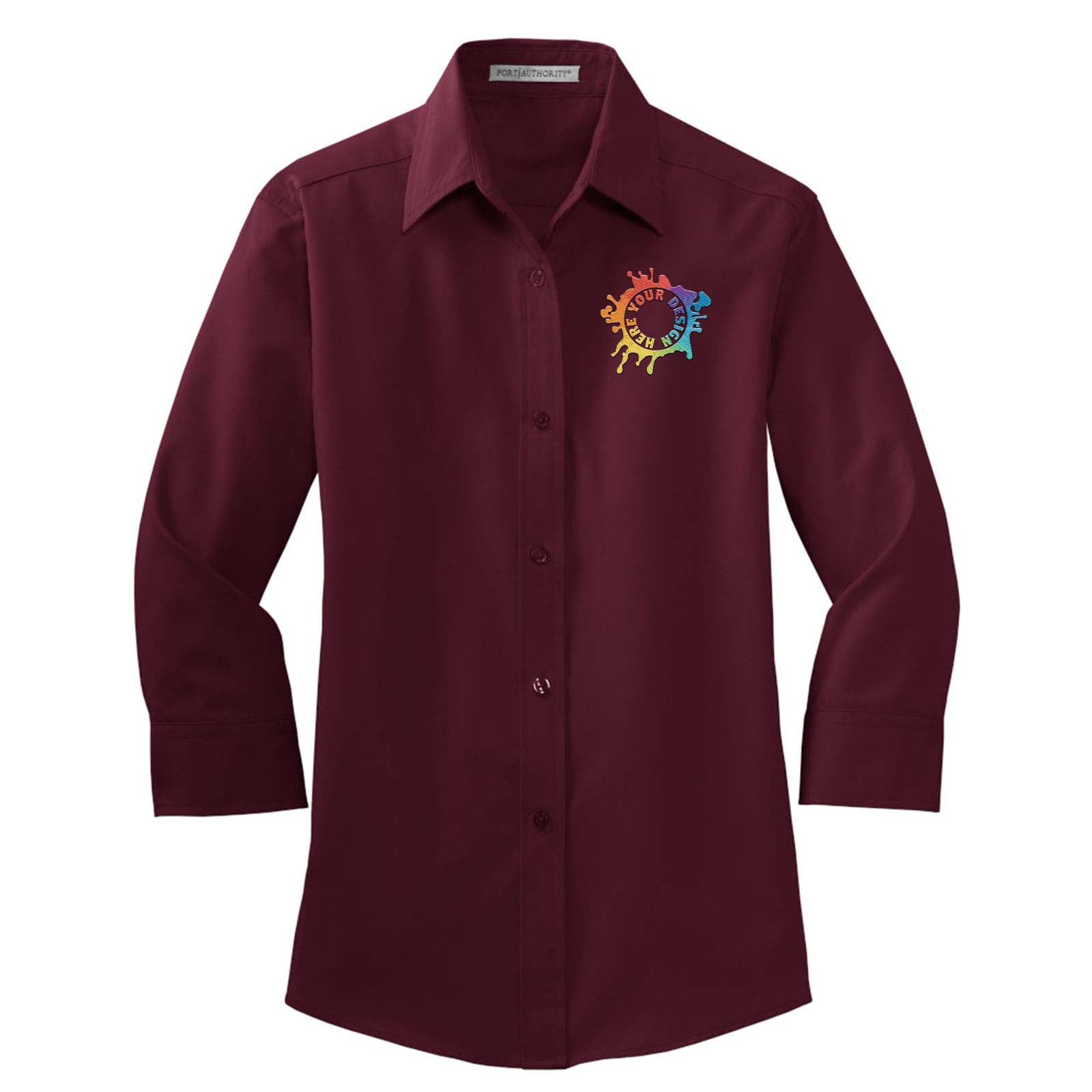 Port Authority® Ladies 3/4-Sleeve Easy Care Shirt Embroidery - Mato & Hash