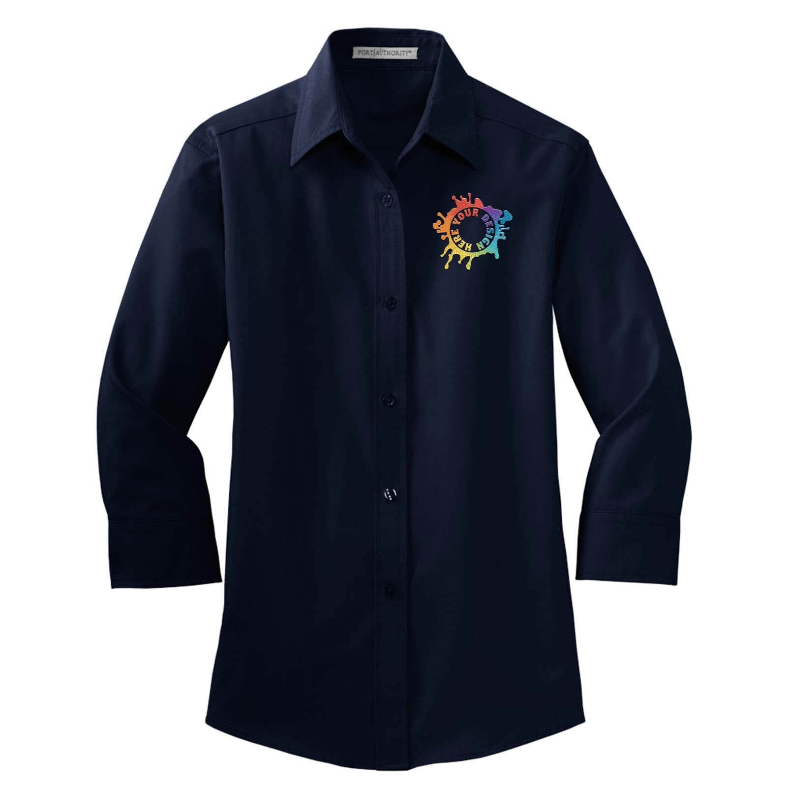 Port Authority® Ladies 3/4-Sleeve Easy Care Shirt Embroidery - Mato & Hash