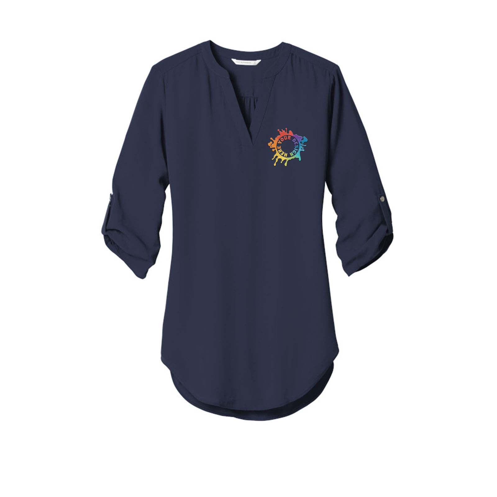 Port Authority ® Ladies 3/4-Sleeve Tunic Blouse Embroidery - Mato & Hash
