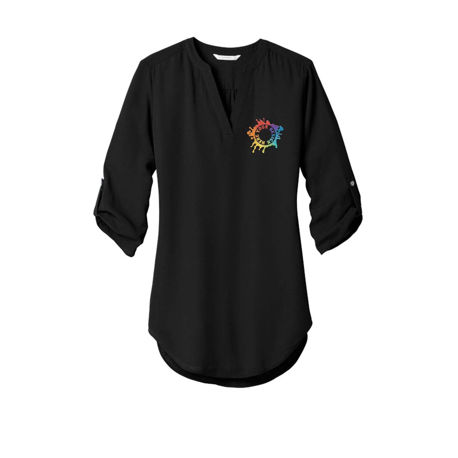 Port Authority ® Ladies 3/4-Sleeve Tunic Blouse Embroidery - Mato & Hash