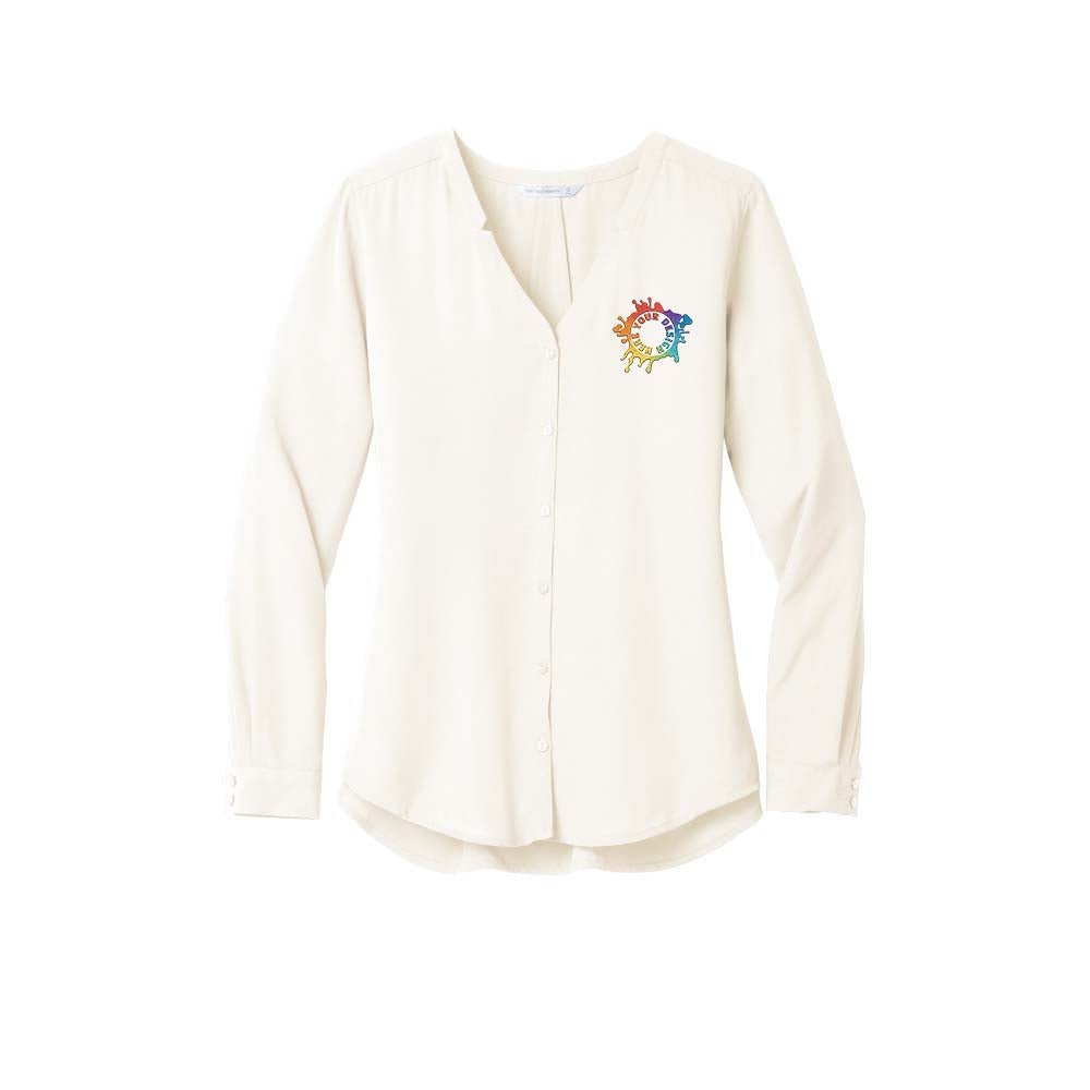 Port Authority ® Ladies Long Sleeve Button-Front Blouse Embroidery - Mato & Hash