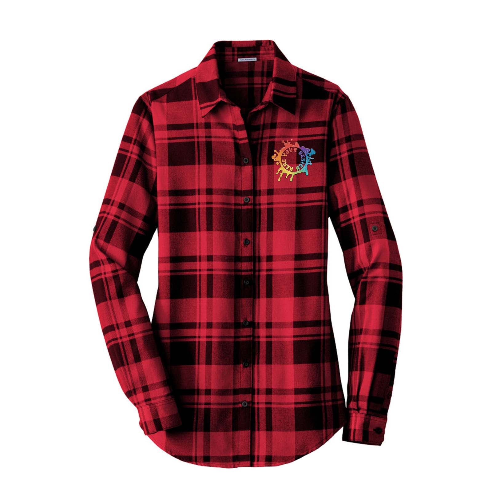 Port Authority® Ladies Plaid Flannel Tunic Embroidery - Mato & Hash