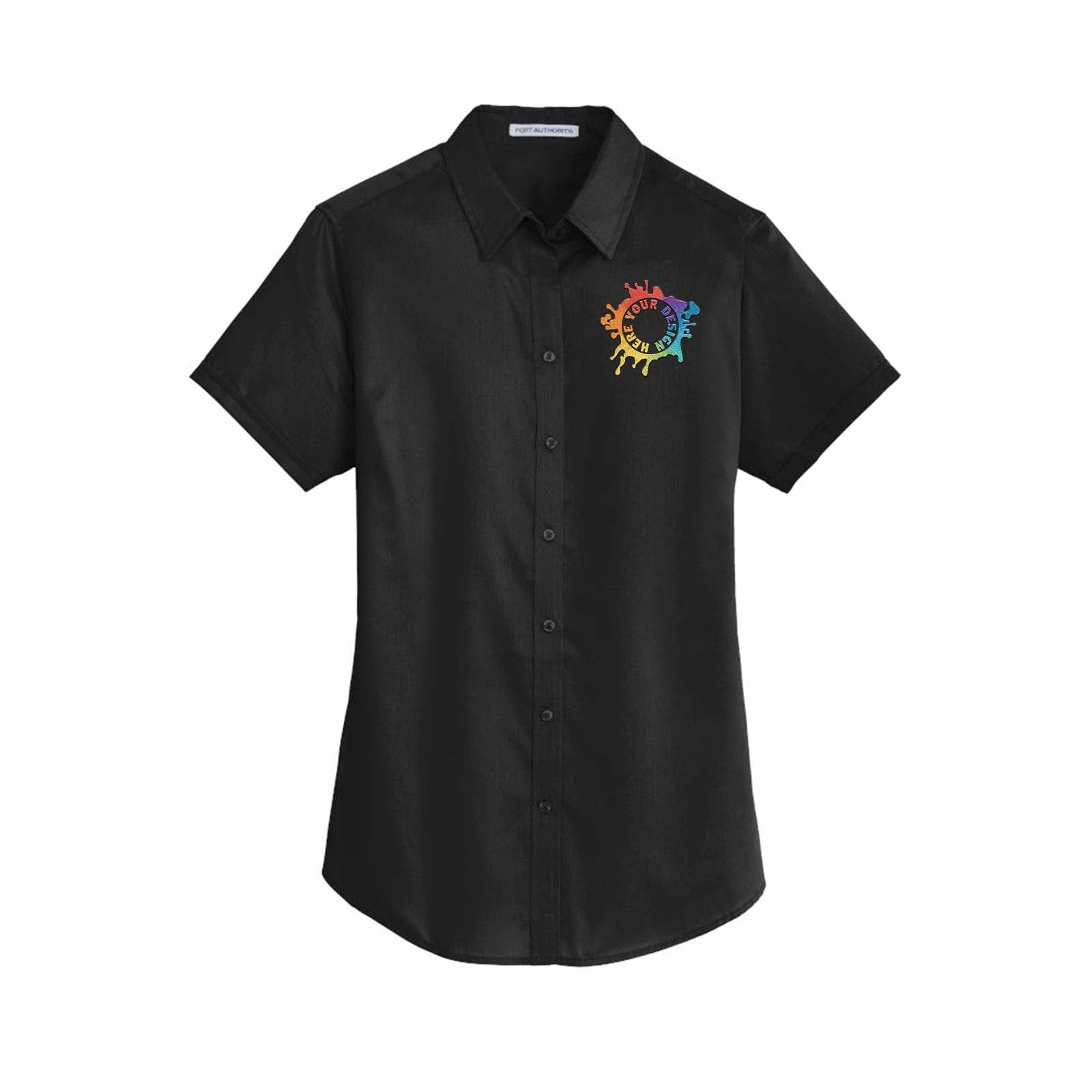 Port Authority® Ladies Short Sleeve SuperPro™ Twill Shirt Embroidery - Mato & Hash