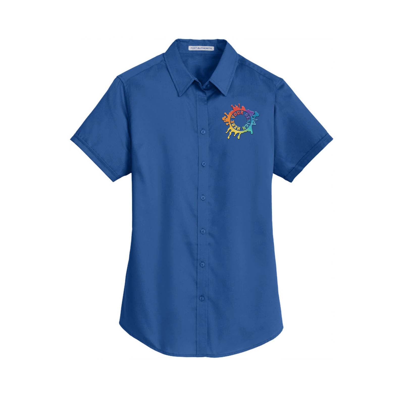 Port Authority® Ladies Short Sleeve SuperPro™ Twill Shirt Embroidery - Mato & Hash