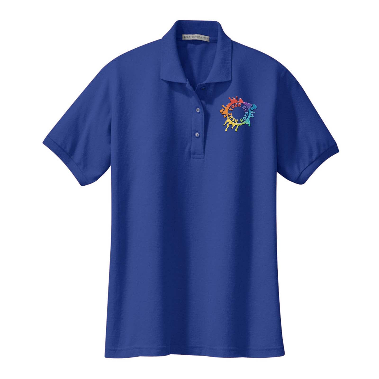 Port Authority Ladies Silk Touch Polyester/Cotton Blend Polo T-Shirt Embroidery - Mato & Hash