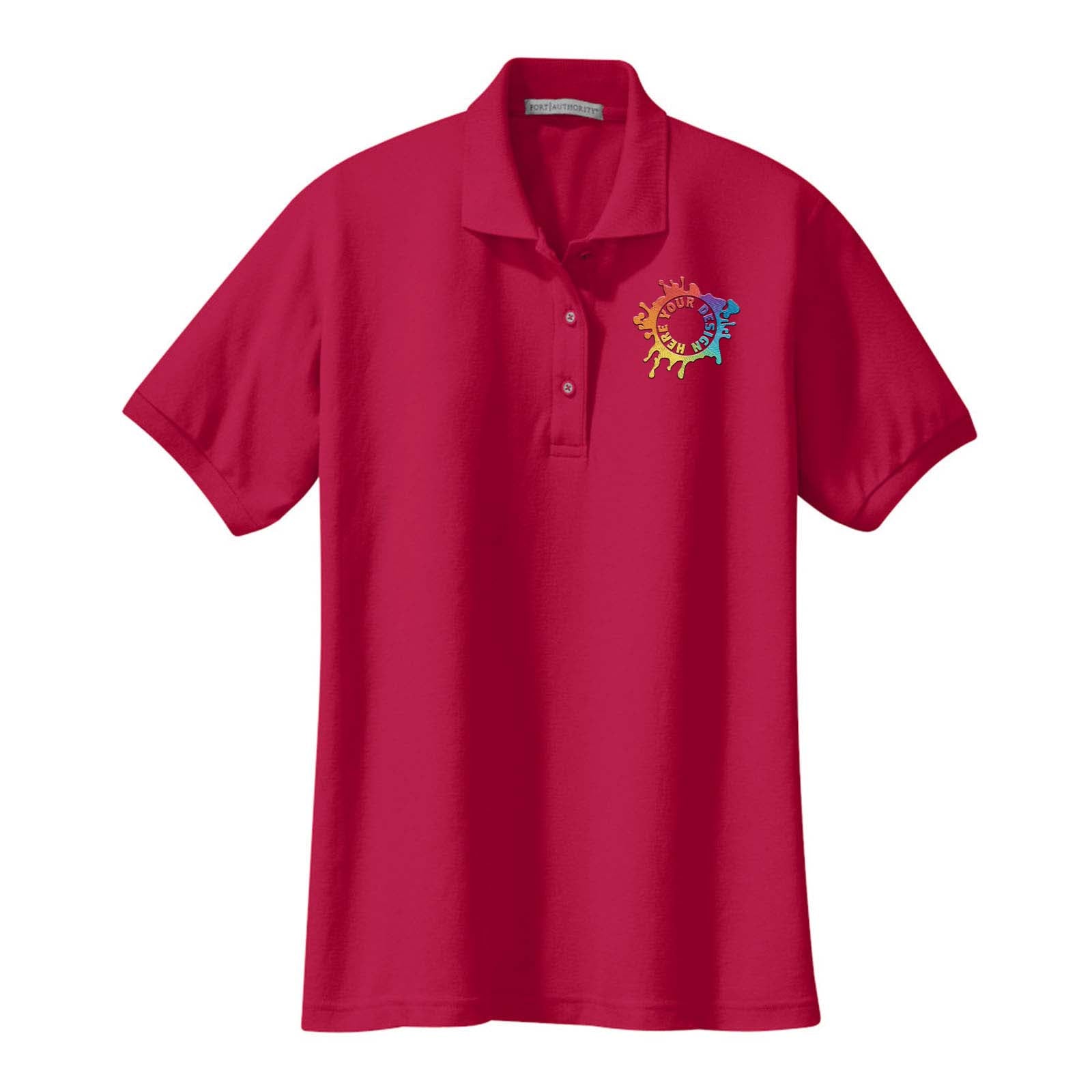 Port Authority Ladies Silk Touch Polyester/Cotton Blend Polo T-Shirt Embroidery - Mato & Hash