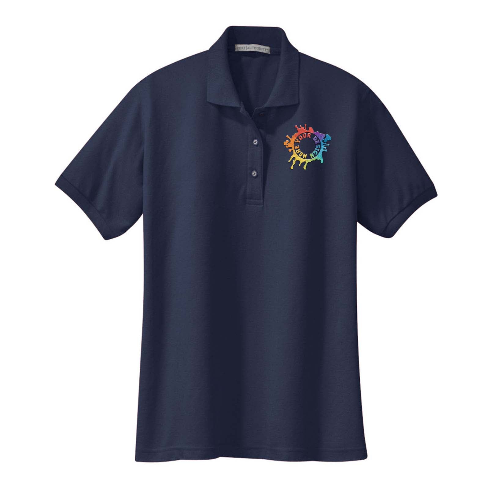 Port Authority Ladies Silk Touch Polyester/Cotton Blend Polo T-Shirt Embroidery - Mato & Hash