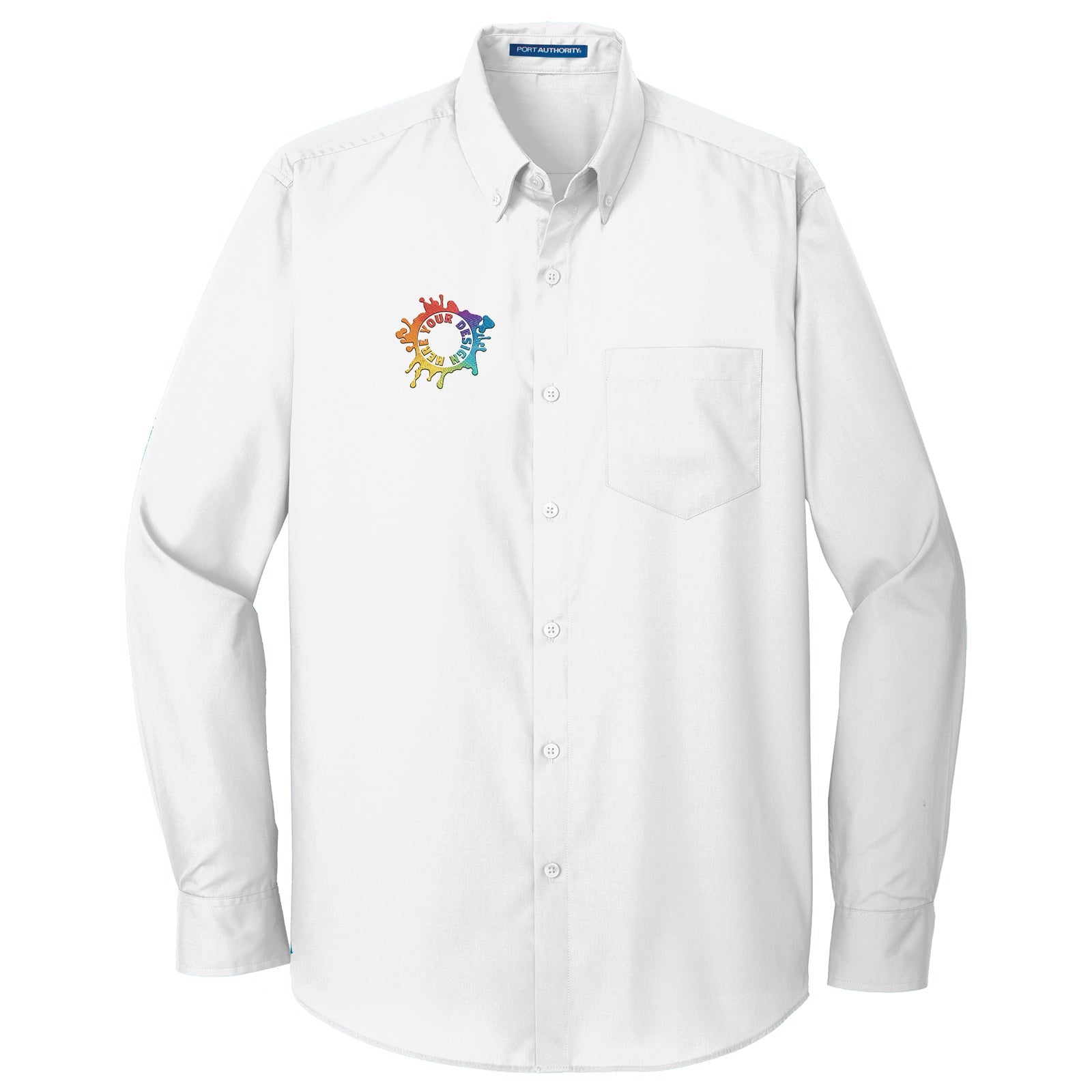 Port Authority Long Sleeve Carefree Poplin Shirt Embroidery - Mato & Hash
