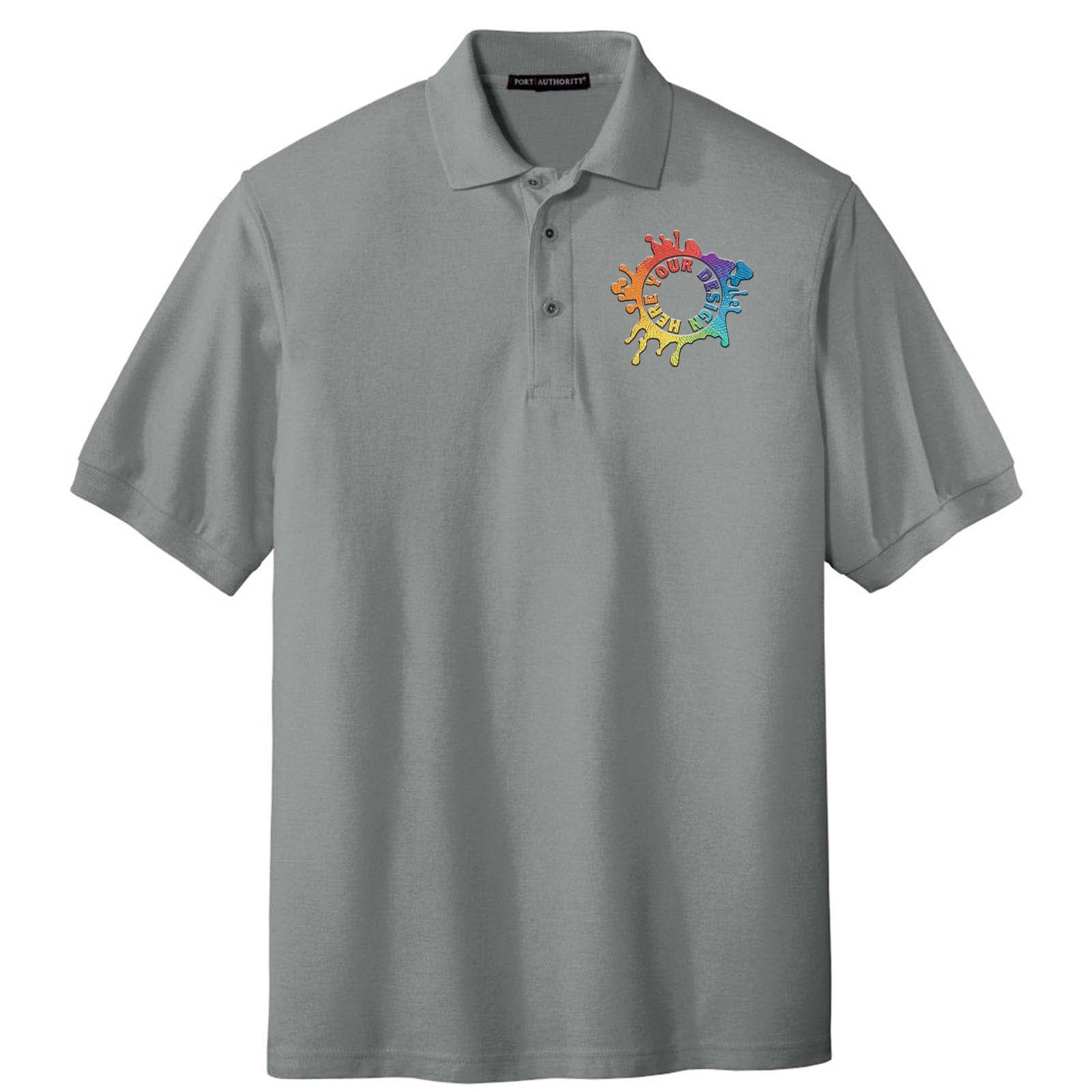 Port Authority Men's Silk Touch Polyester/Cotton Blend Polo T-Shirt Embroidery - Mato & Hash