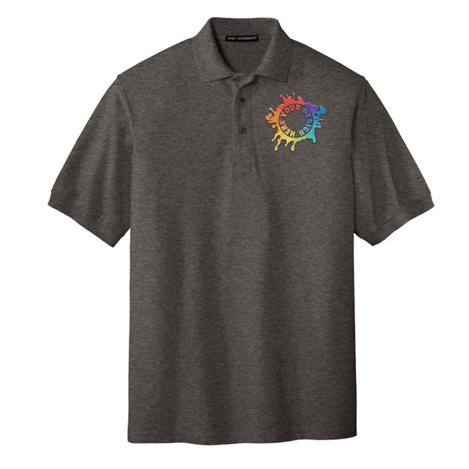 Port Authority Men's Silk Touch Polyester/Cotton Blend Polo T-Shirt Embroidery - Mato & Hash
