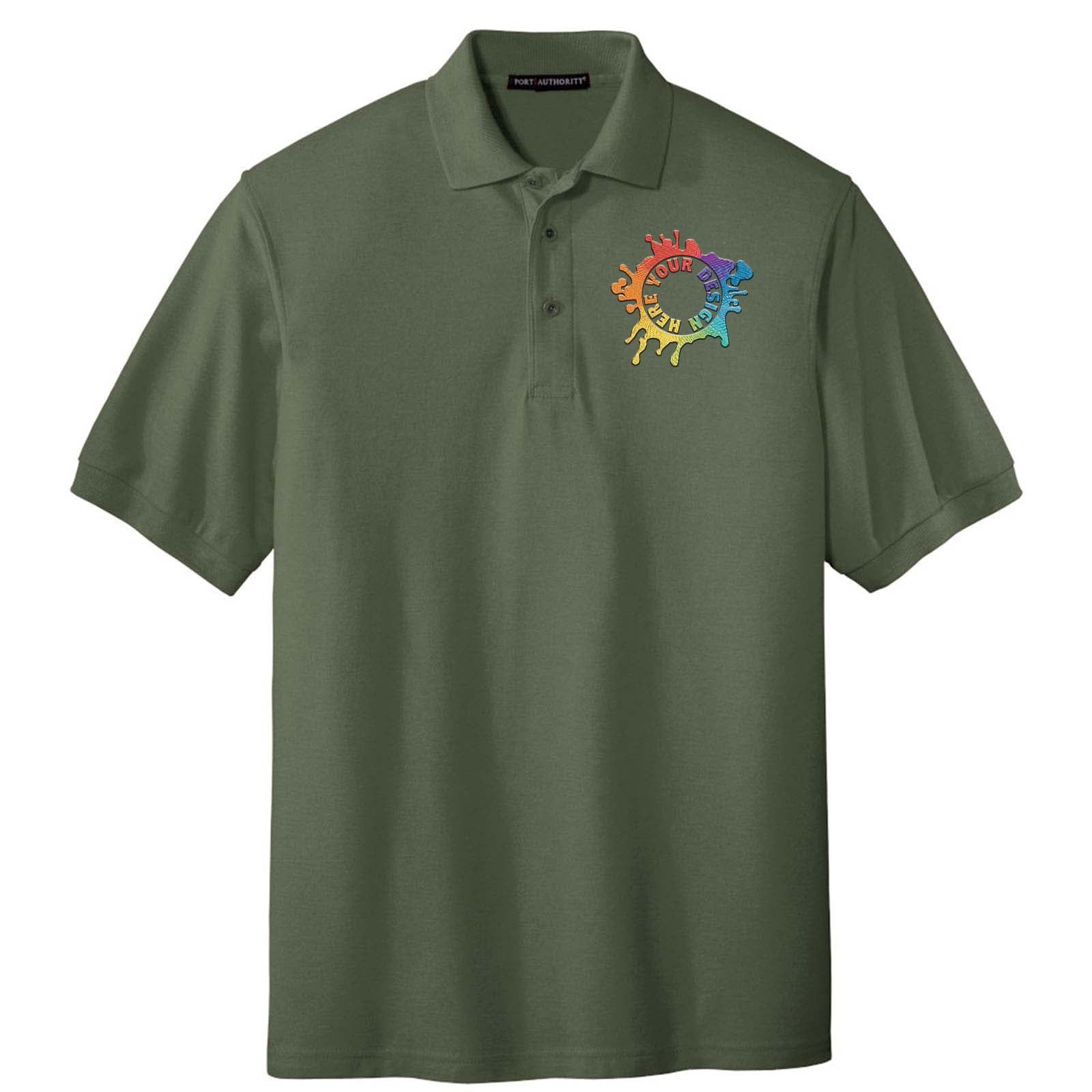 Port Authority Men's Silk Touch Polyester/Cotton Blend Polo T-Shirt Embroidery - Mato & Hash