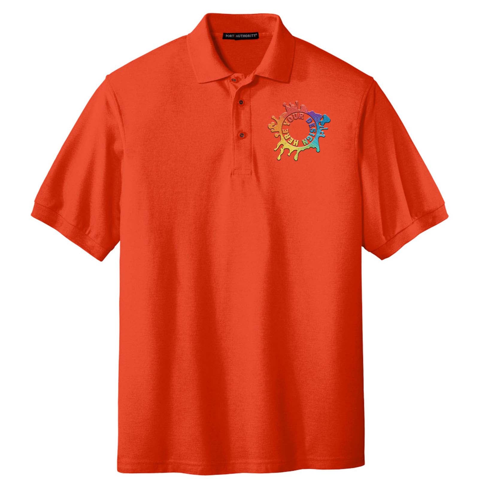 Port Authority Men's Silk Touch Polyester/Cotton Blend Polo T-Shirt Embroidery - Mato & Hash