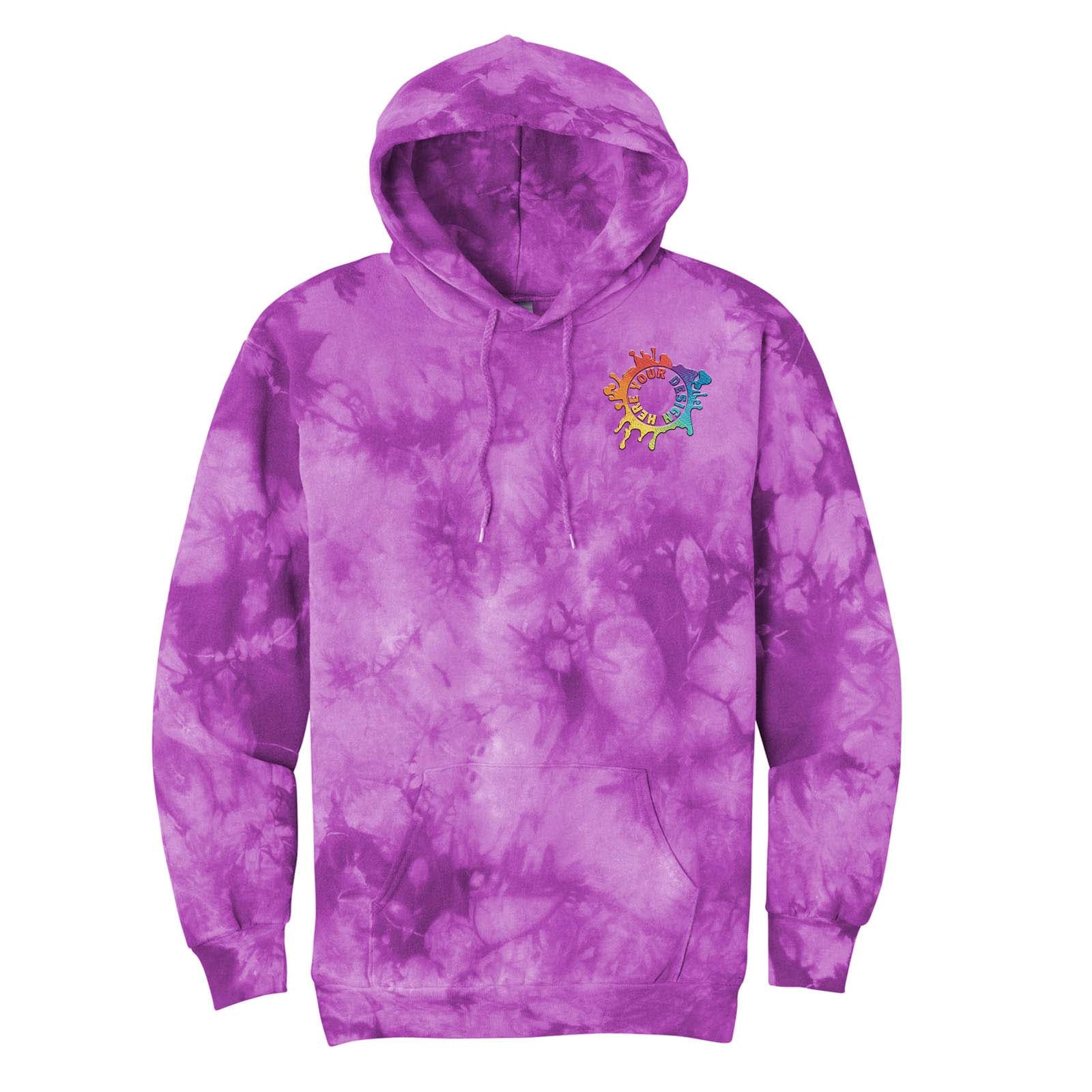 Port & Company® Crystal Tie-Dye Pullover Hoodie Embroidery - Mato & Hash