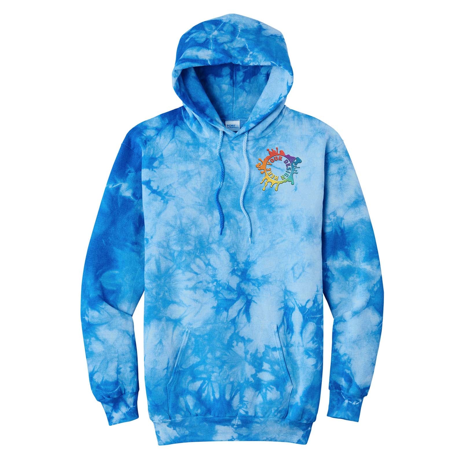 Port & Company® Crystal Tie-Dye Pullover Hoodie Embroidery - Mato & Hash