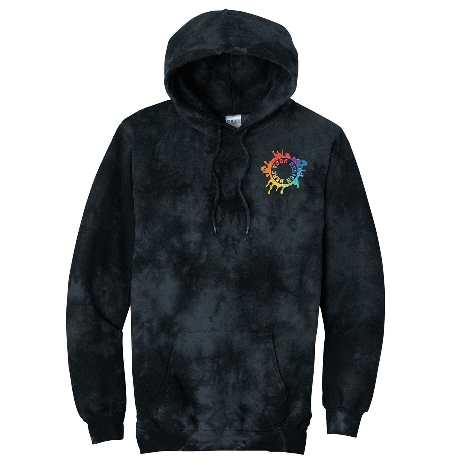 Port & Company® Crystal Tie-Dye Pullover Hoodie Embroidery - Mato & Hash
