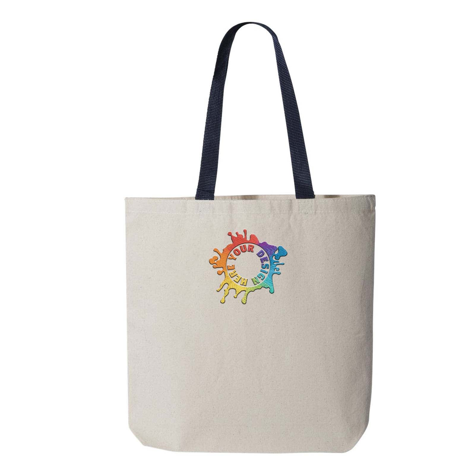 Q-Tees 11L Canvas Tote with Contrast-Color Handles Embroidery - Mato & Hash