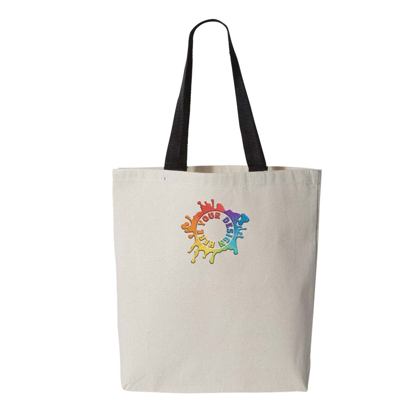 Q-Tees 11L Canvas Tote with Contrast-Color Handles Embroidery - Mato & Hash