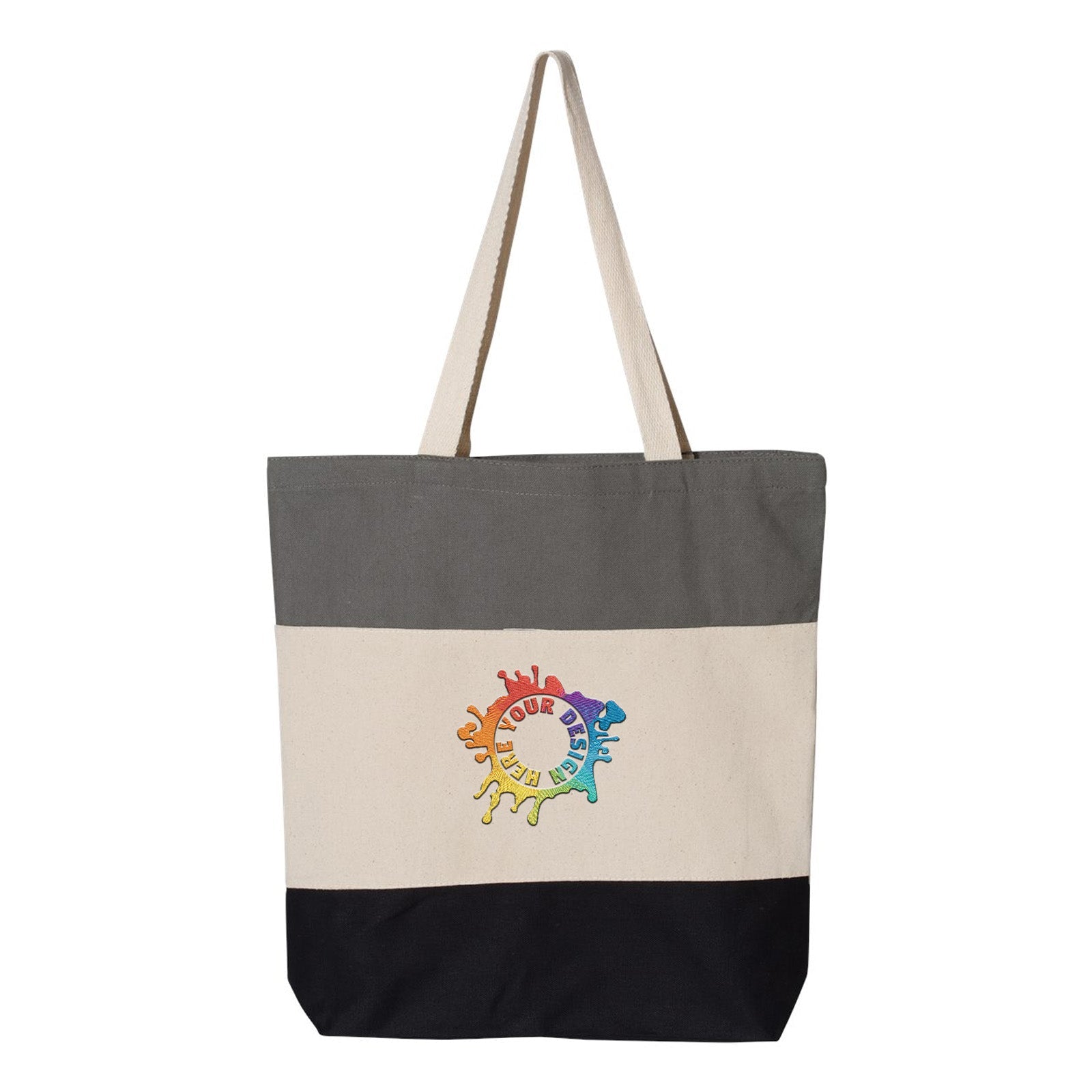 Q-Tees 11L Tri-Color Tote Embroidery - Mato & Hash