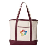 Q-Tees 34.6L Large Canvas Deluxe Tote Embroidery - Mato & Hash