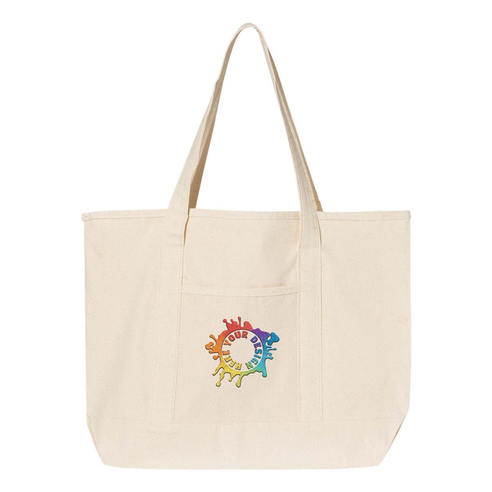 Q-Tees 34.6L Large Canvas Deluxe Tote Embroidery - Mato & Hash