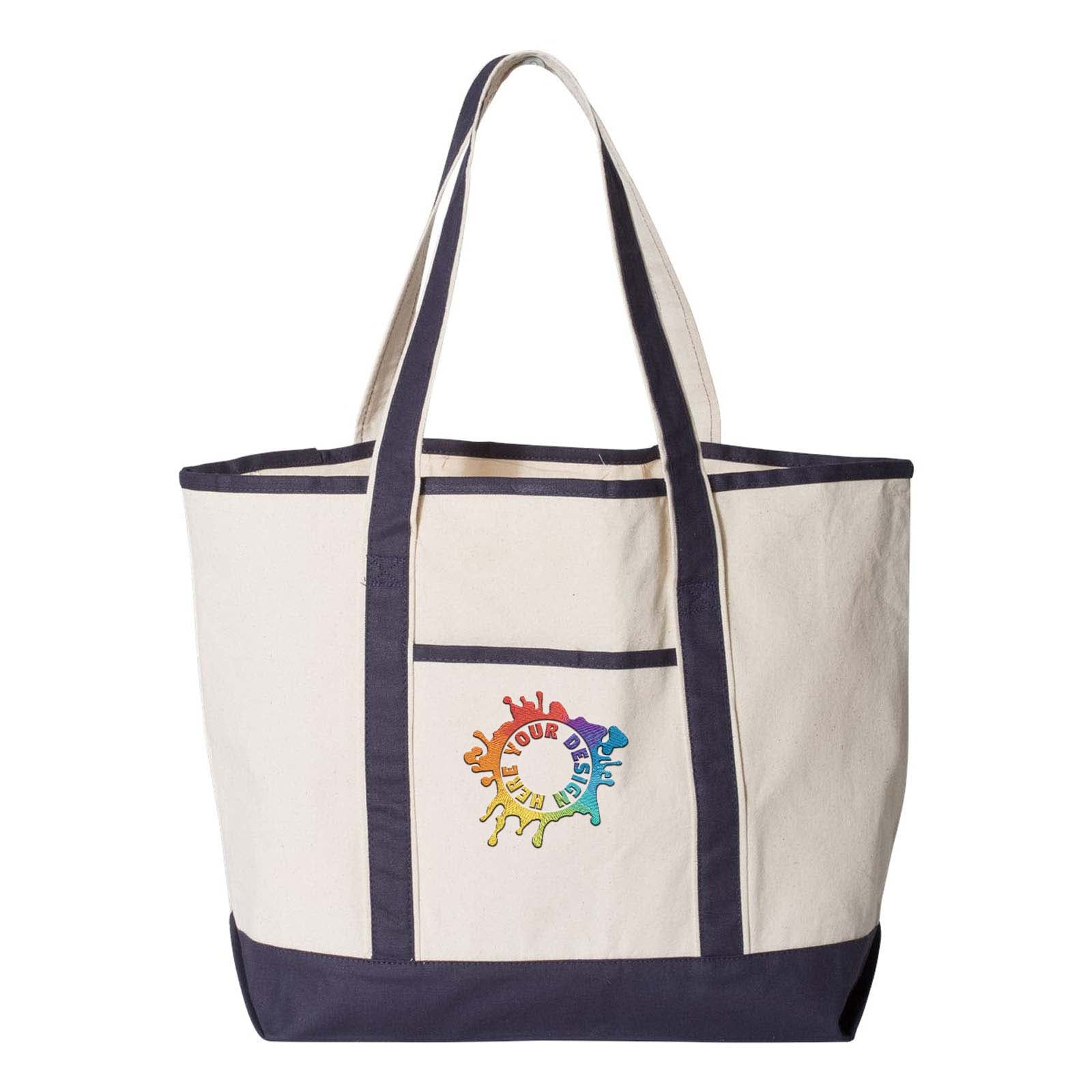 Q-Tees 34.6L Large Canvas Deluxe Tote Embroidery - Mato & Hash