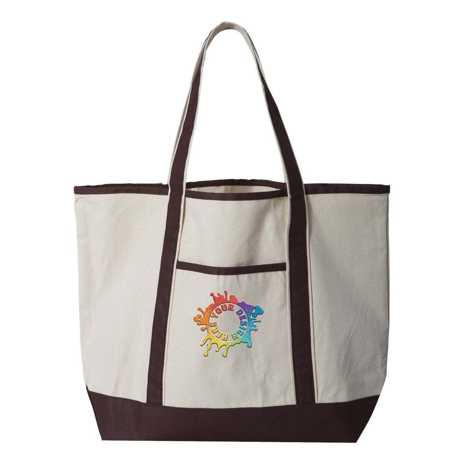 Q-Tees 34.6L Large Canvas Deluxe Tote Embroidery - Mato & Hash