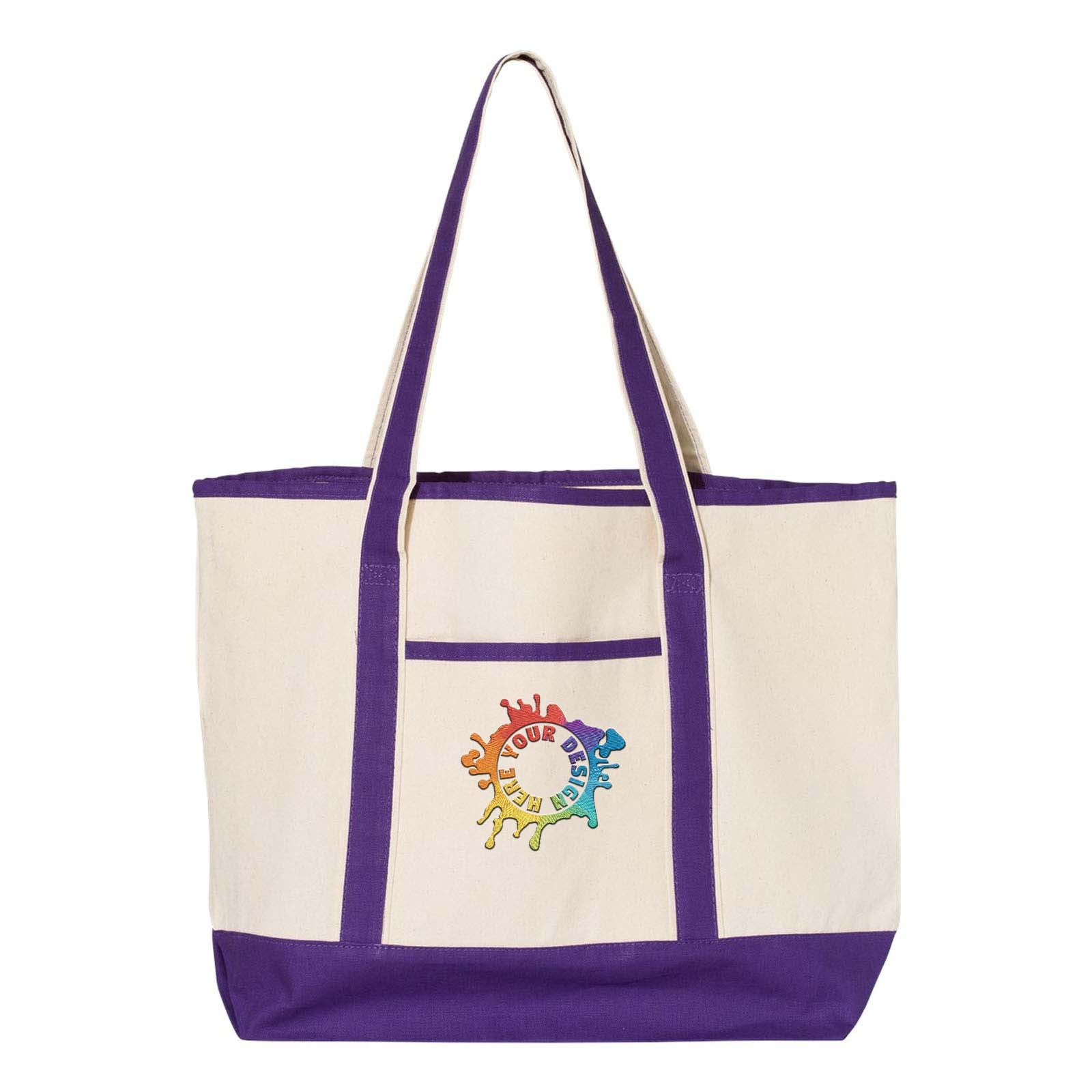 Q-Tees 34.6L Large Canvas Deluxe Tote Embroidery - Mato & Hash