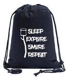Sleep, Explore, S'more, Repeat Cotton Drawstring Bag