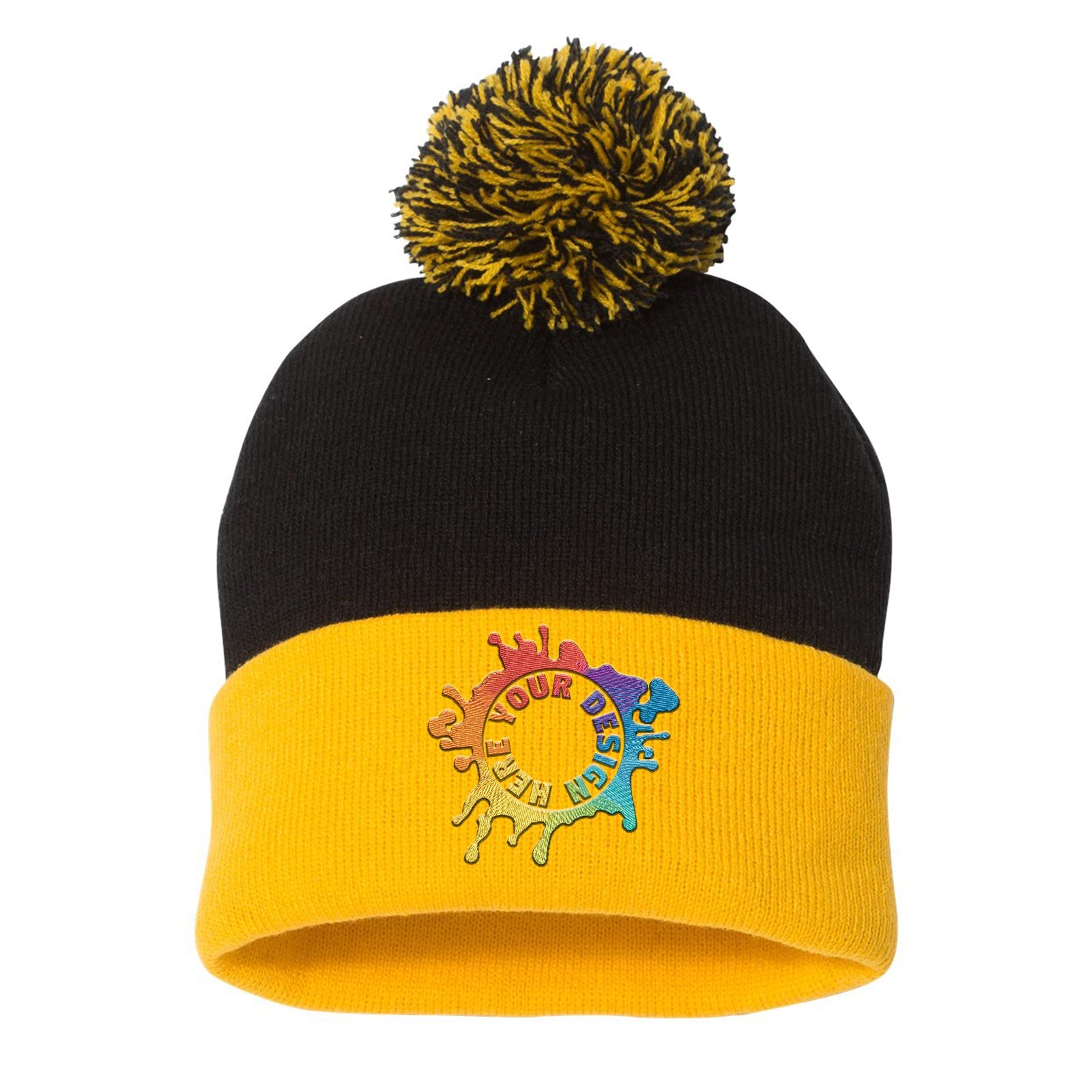 Sportsman Pom-Pom 12" Knit Beanie Embroidery - Mato & Hash