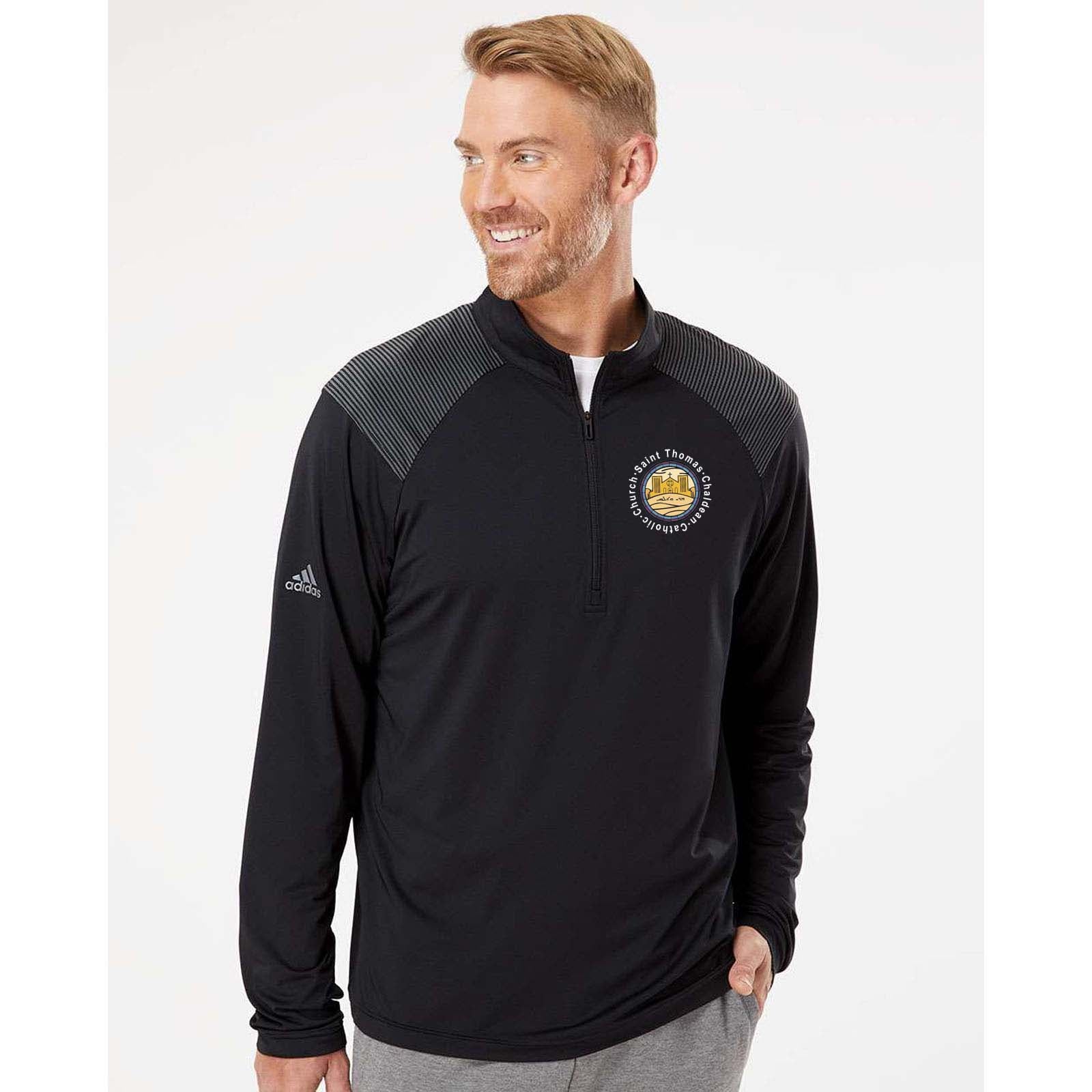 St. Thomas Catholic Church Adidas - Shoulder Stripe Quarter-Zip Pullover Printed - Mato & Hash