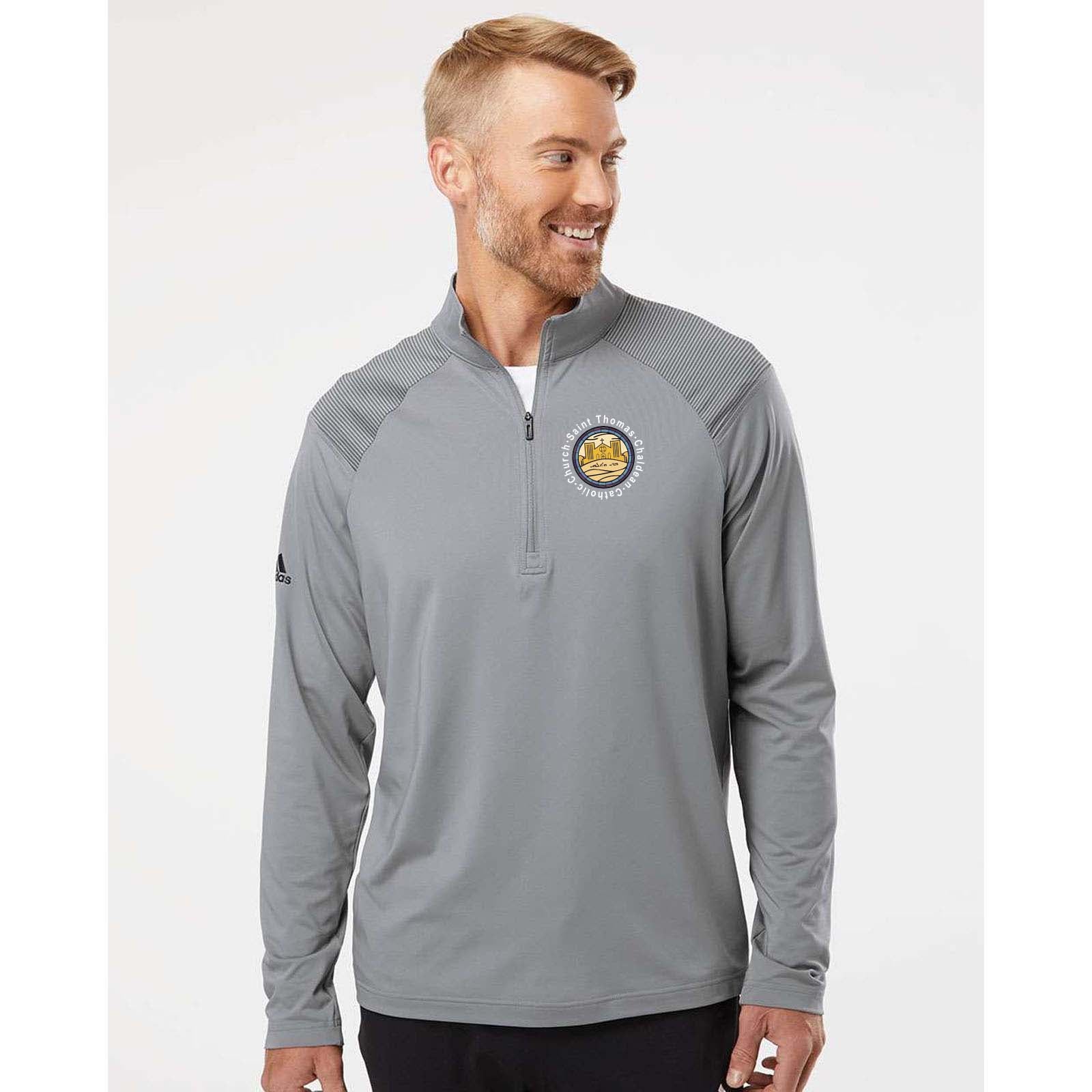 St. Thomas Catholic Church Adidas - Shoulder Stripe Quarter-Zip Pullover Printed - Mato & Hash