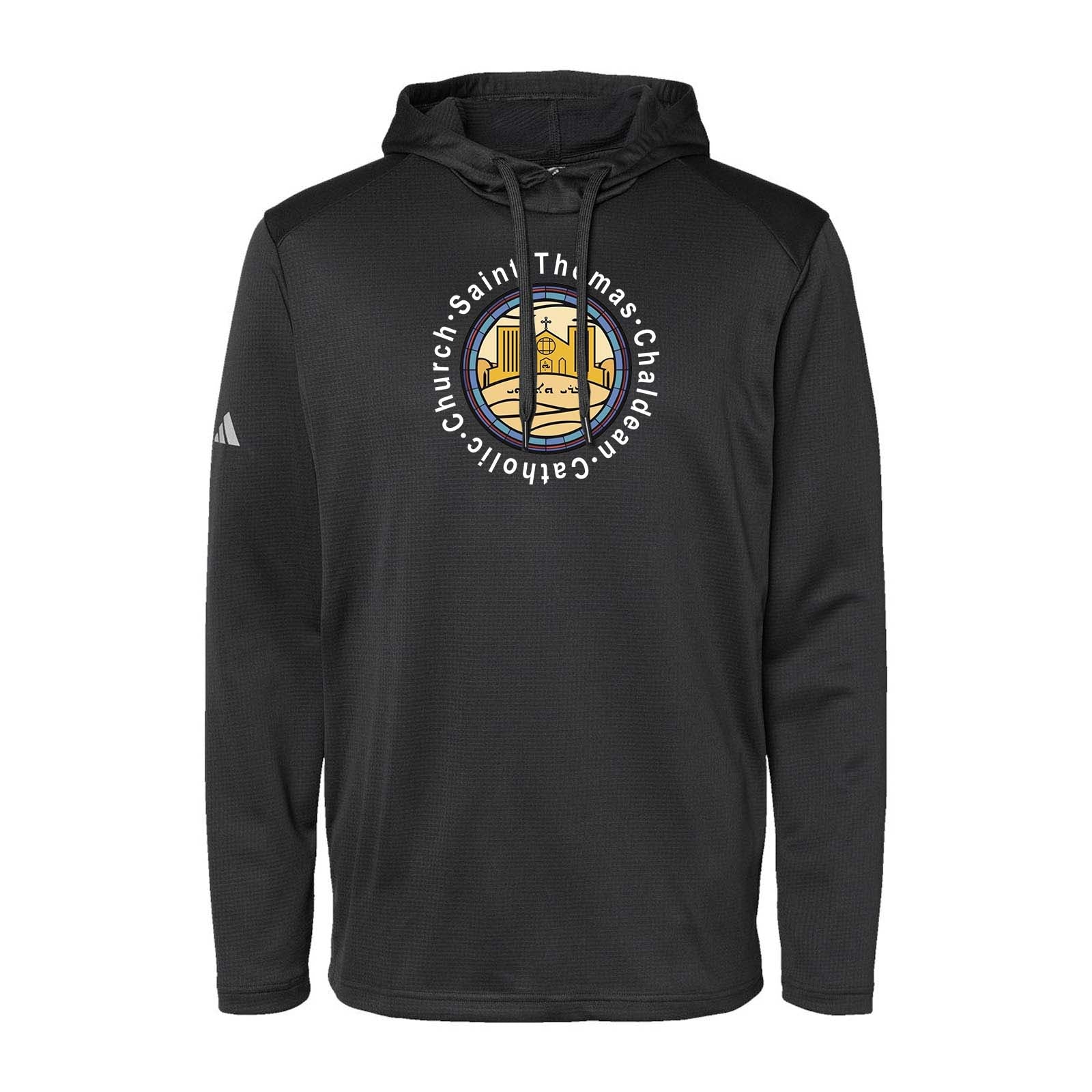 St. Thomas Catholic Church Adidas - Textured Mixed Media Hooded Sweatshirt Printed - Mato & Hash