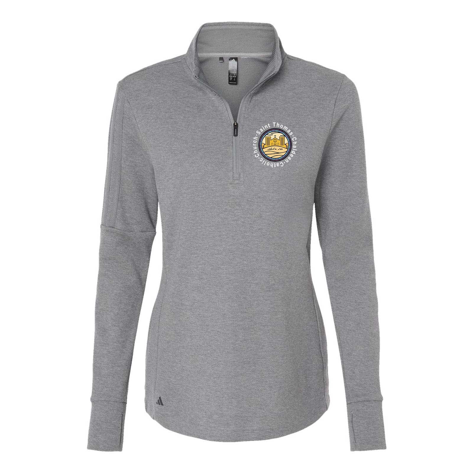 St. Thomas Catholic Church Adidas - Women's 3-Stripes Quarter-Zip Sweater Printed - Mato & Hash