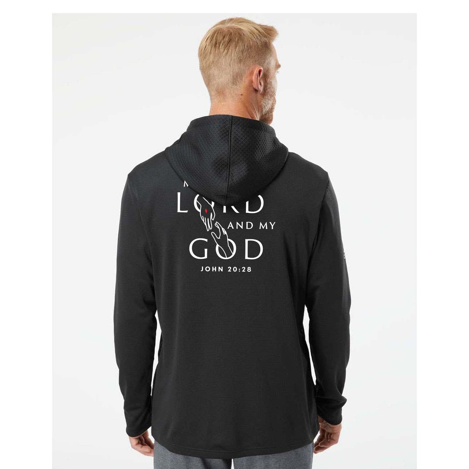 St. Thomas Catholic Church Adidas - Textured Mixed Media Hooded Sweatshirt Printed - Mato & Hash