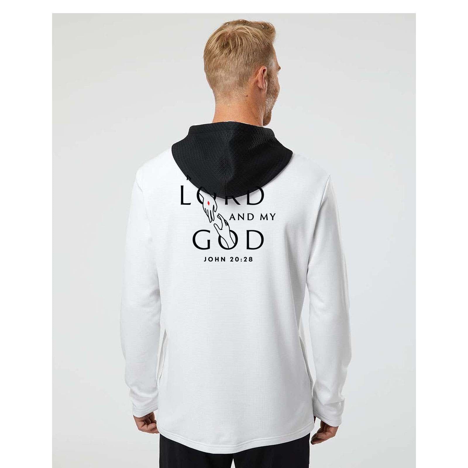 St. Thomas Catholic Church Adidas - Textured Mixed Media Hooded Sweatshirt Printed - Mato & Hash